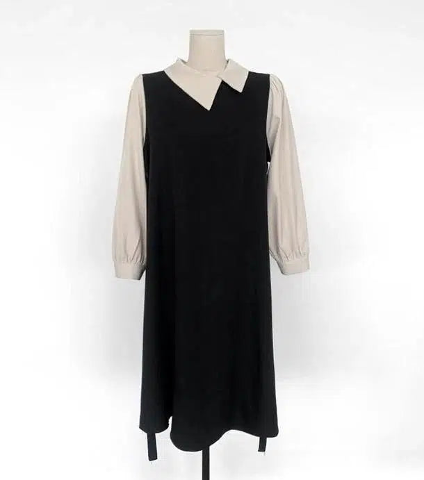 ドッキングバックリボンワンピース 6607-black_即納6607-画像14-韓国ファッション通販POPREA［ポップリア］