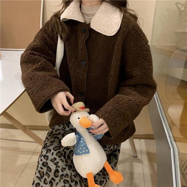 バイカラーボアジャケット 6498-brown_即納64984-画像6-韓国ファッション通販POPREA［ポップリア］