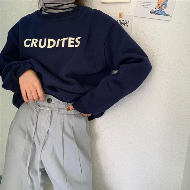 フレンチロゴトレーナー﻿﻿ 6514-dark-blue_即納65144-画像10-韓国ファッション通販POPREA［ポップリア］