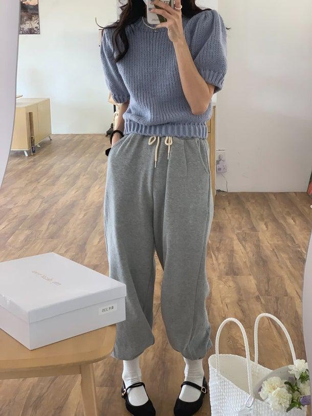 パフスリーブラウンドネックプルオーバー 6728-blue_即納6728-画像6-韓国ファッション通販POPREA［ポップリア］