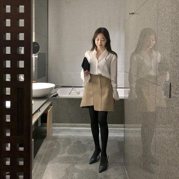 シルクタッチリボンスリーブシャツ 6703-white_即納6703-画像16-韓国ファッション通販POPREA［ポップリア］