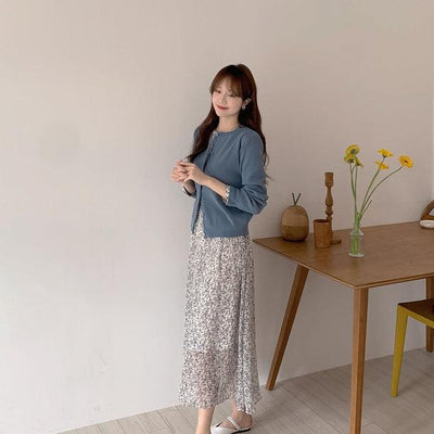 フラワーシフォンロングドレスワンピ 6706-white_即納6706-画像12-韓国ファッション通販POPREA［ポップリア］