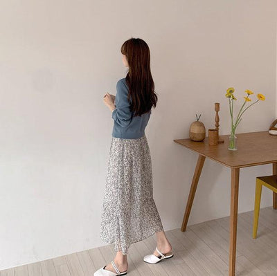 フラワーシフォンロングドレスワンピ 6706-white_即納6706-画像14-韓国ファッション通販POPREA［ポップリア］