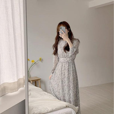 フラワーシフォンロングドレスワンピ 6706-white_即納6706-画像5-韓国ファッション通販POPREA［ポップリア］