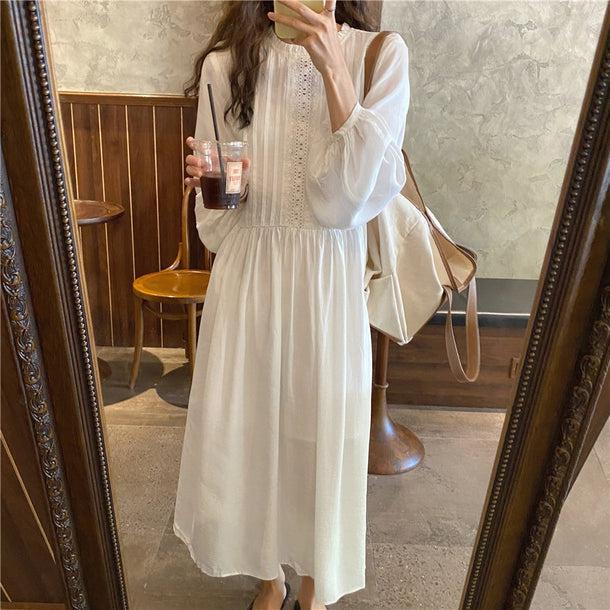 刺繍フロントロングワンピース 6743-ivory_即納6743-画像2-韓国ファッション通販POPREA［ポップリア］