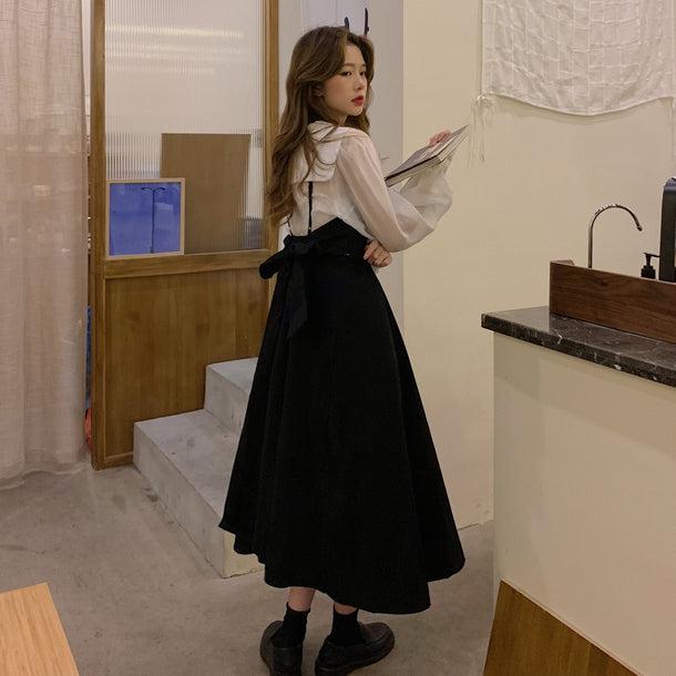 バックリボンワンピース＆セーラーカラーブラウス 6481-black_即納6481-画像5-韓国ファッション通販POPREA［ポップリア］