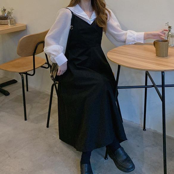 バックリボンワンピース＆セーラーカラーブラウス 6481-black_即納6481-画像7-韓国ファッション通販POPREA［ポップリア］
