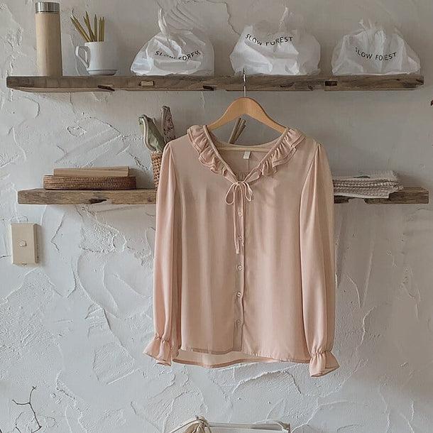 いちごオレフリルブラウス 6784-pink_即納6784-画像12-韓国ファッション通販POPREA［ポップリア］