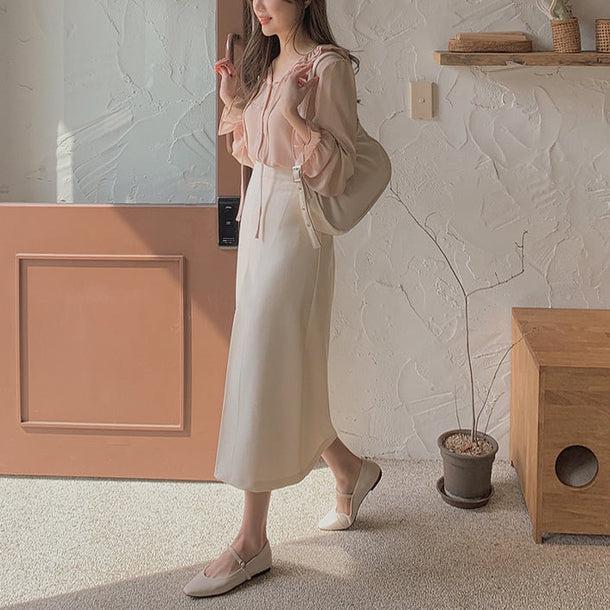 いちごオレフリルブラウス 6784-pink_即納6784-画像7-韓国ファッション通販POPREA［ポップリア］