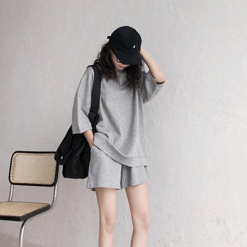 ルーズトレーニングセットアップ 6534-gray_即納6534-画像4-韓国ファッション通販POPREA［ポップリア］