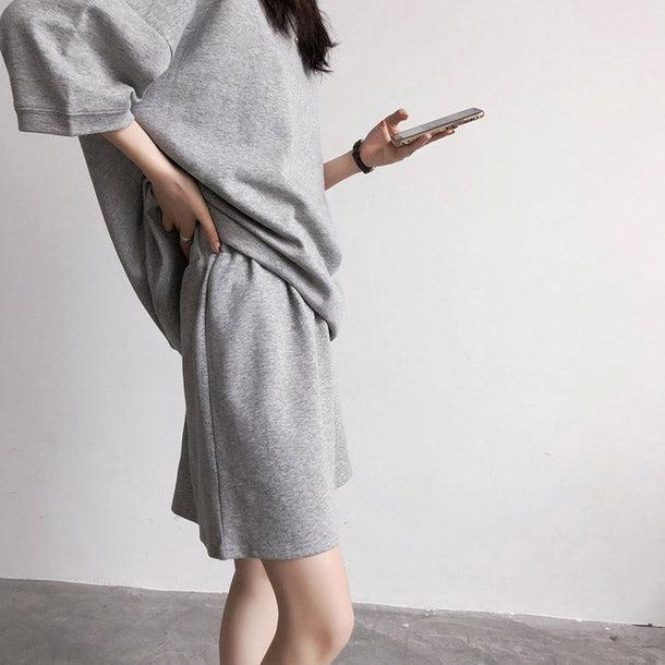 ルーズトレーニングセットアップ 6534-gray_即納6534-画像5-韓国ファッション通販POPREA［ポップリア］