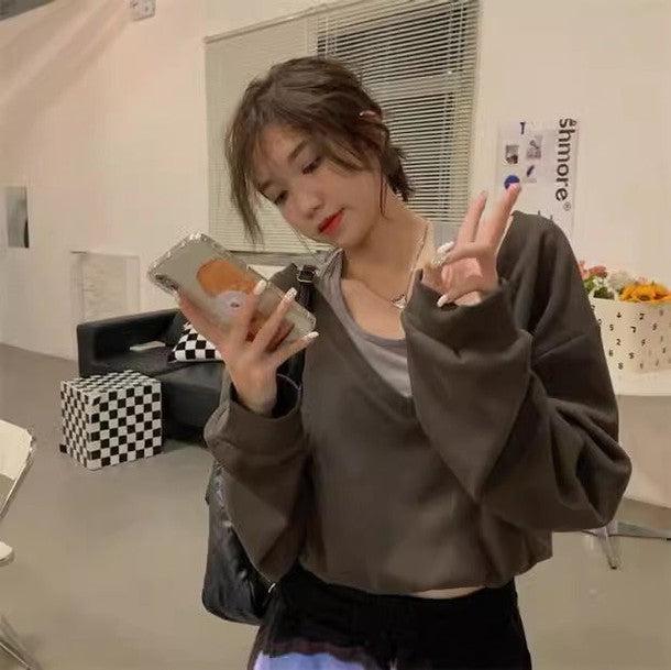 タンクトップオフショルトレーナー 6543-brown_即納6543-画像7-韓国ファッション通販POPREA［ポップリア］