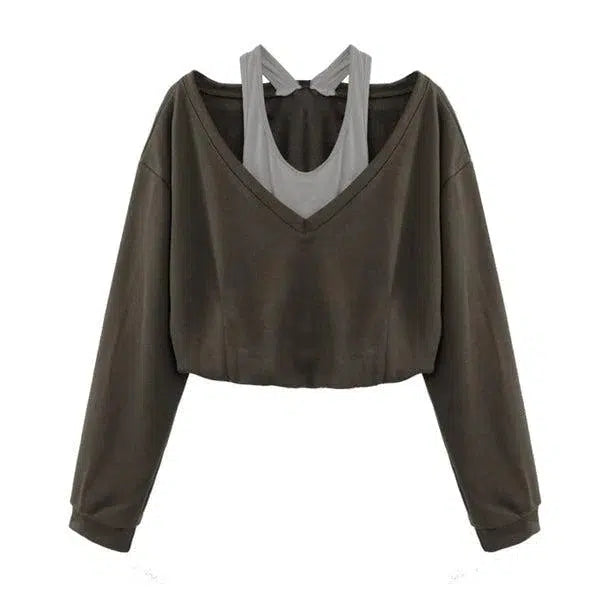 タンクトップオフショルトレーナー 6543-brown_即納6543-画像9-韓国ファッション通販POPREA［ポップリア］