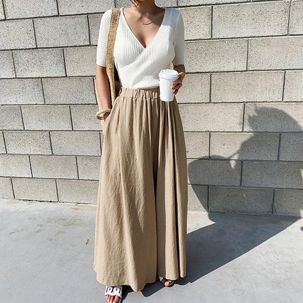 フレアイージーカラーパンツ 6599-ivory_即納6599-画像3-韓国ファッション通販POPREA［ポップリア］