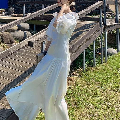 オフショルバッグリボンドレス﻿ 6760-white_即納6760-画像10-韓国ファッション通販POPREA［ポップリア］