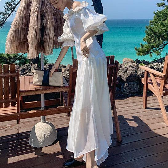 オフショルバッグリボンドレス﻿ 6760-white_即納6760-画像7-韓国ファッション通販POPREA［ポップリア］