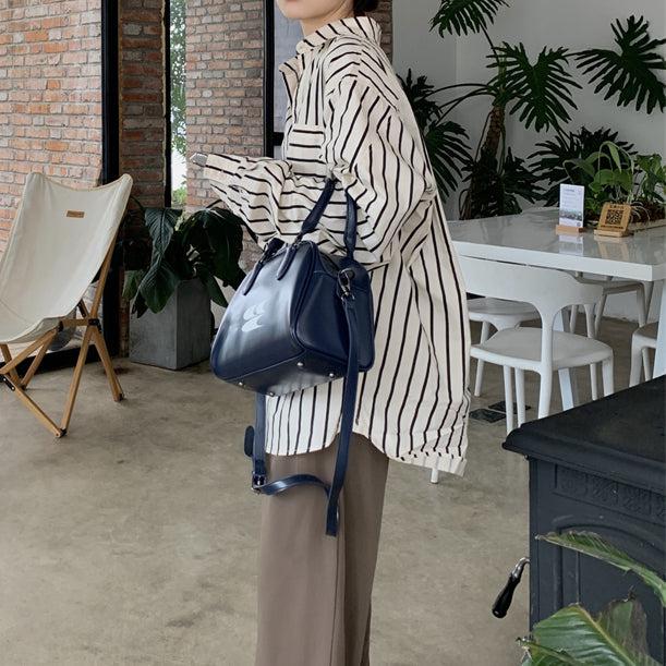 ストライプオーバーサイズシャツ 6523-black_即納6523-画像3-韓国ファッション通販POPREA［ポップリア］