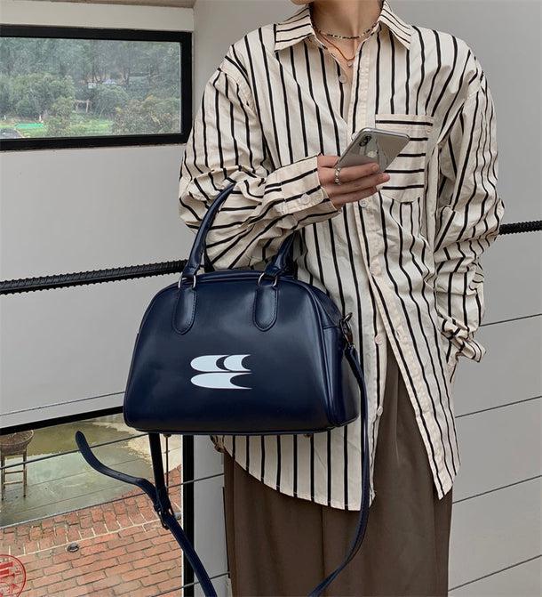 ストライプオーバーサイズシャツ 6523-black_即納6523-画像5-韓国ファッション通販POPREA［ポップリア］