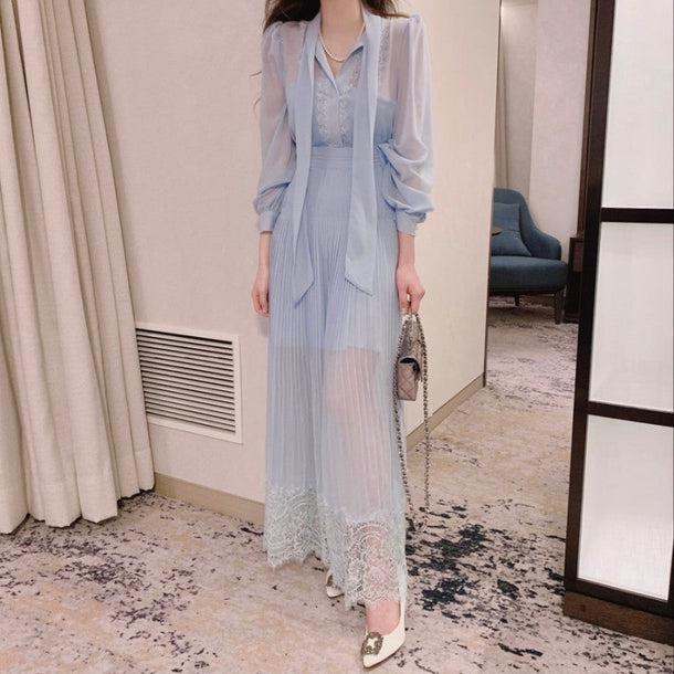 ブルーシフォンシアードレス 6618-blue_即納6618-画像10-韓国ファッション通販POPREA［ポップリア］