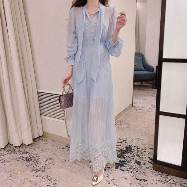 ブルーシフォンシアードレス 6618-blue_即納6618-画像11-韓国ファッション通販POPREA［ポップリア］