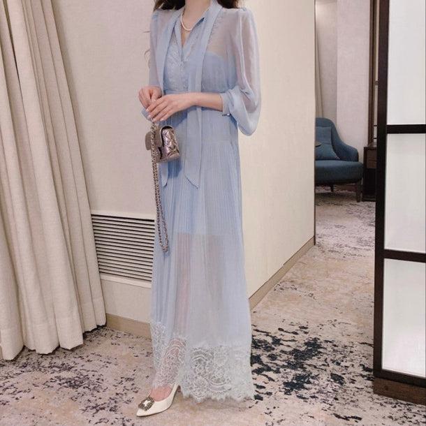 ブルーシフォンシアードレス 6618-blue_即納6618-画像12-韓国ファッション通販POPREA［ポップリア］