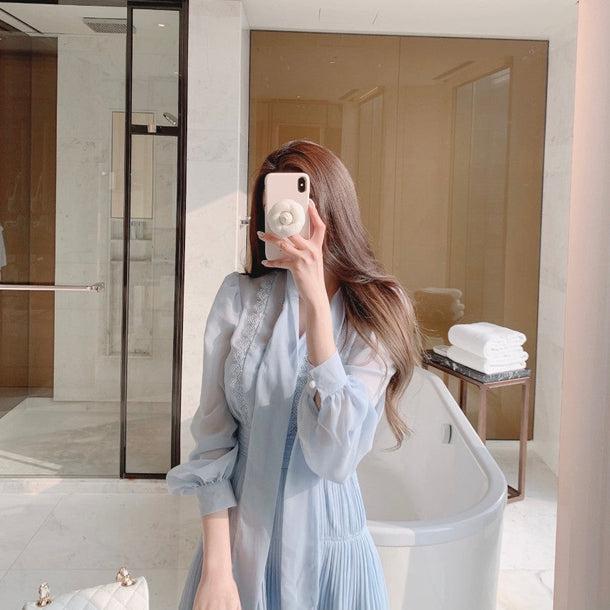 ブルーシフォンシアードレス 6618-blue_即納6618-画像14-韓国ファッション通販POPREA［ポップリア］