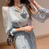 ブルーシフォンシアードレス 6618-blue_即納6618-画像8-韓国ファッション通販POPREA［ポップリア］