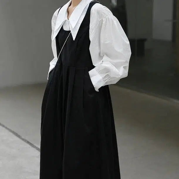 バックリボンVネックジャンパースカート﻿﻿ 6567-black_即納6567-画像7-韓国ファッション通販POPREA［ポップリア］