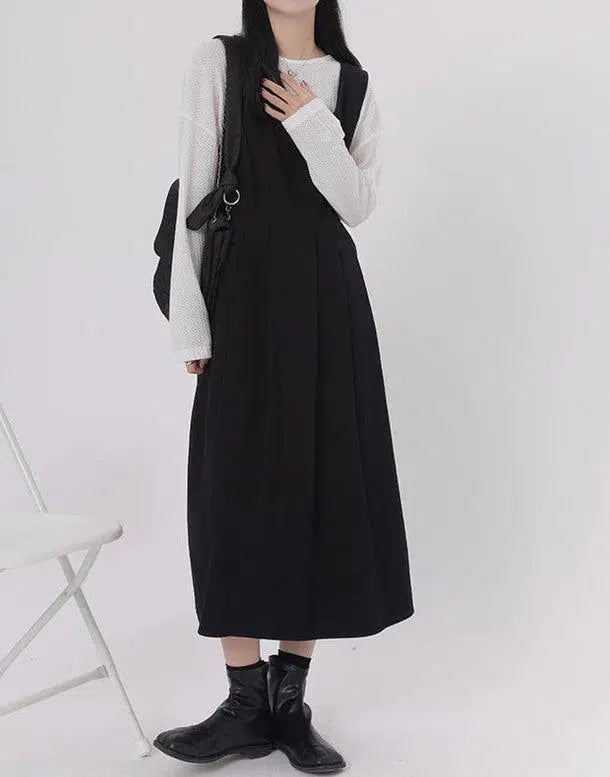 バックリボンVネックジャンパースカート﻿﻿ 6567-black_即納6567-画像9-韓国ファッション通販POPREA［ポップリア］