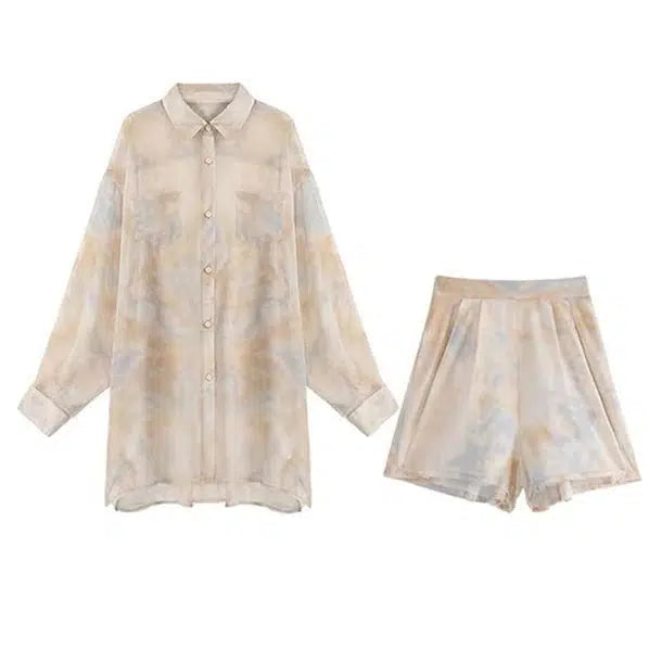 マーブルシフォンセットアップ 6830-marble_即納6830-画像5-韓国ファッション通販POPREA［ポップリア］