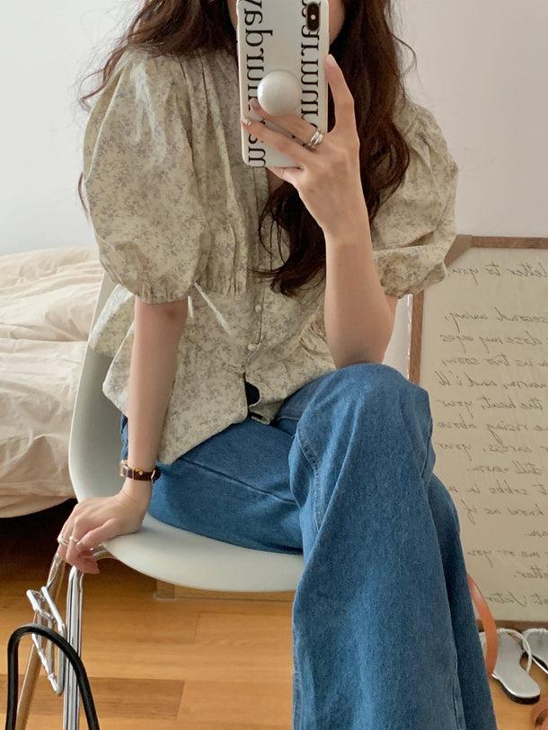 花柄ペプラムブラウス﻿ 5986-ivory_お取り寄せ5986-画像15-韓国ファッション通販POPREA［ポップリア］