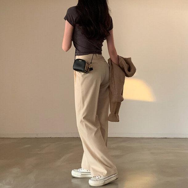 シンプルタイトブラウンTシャツ﻿﻿﻿﻿ 5989-brown_お取り寄せ5989-画像5-韓国ファッション通販POPREA［ポップリア］