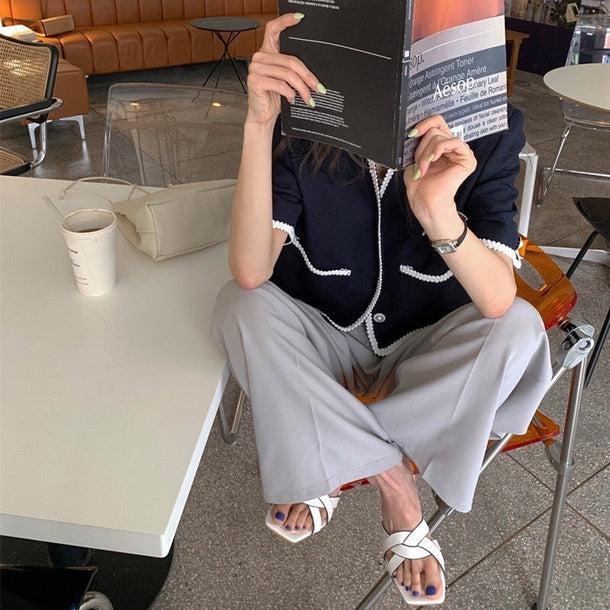 Vネックウエスタンステッチジャケット﻿﻿﻿﻿ 5991-navy-blue_お取り寄せ5991-画像9-韓国ファッション通販POPREA［ポップリア］