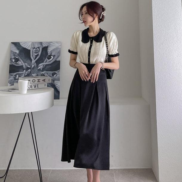 スリムフィットパフスリーブニットブラウス 5999-ivory_お取り寄せ5999-画像4-韓国ファッション通販POPREA［ポップリア］