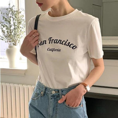 San FranciscoロゴTシャツ 6060-white_お取り寄せ6060-画像1-韓国ファッション通販POPREA［ポップリア］