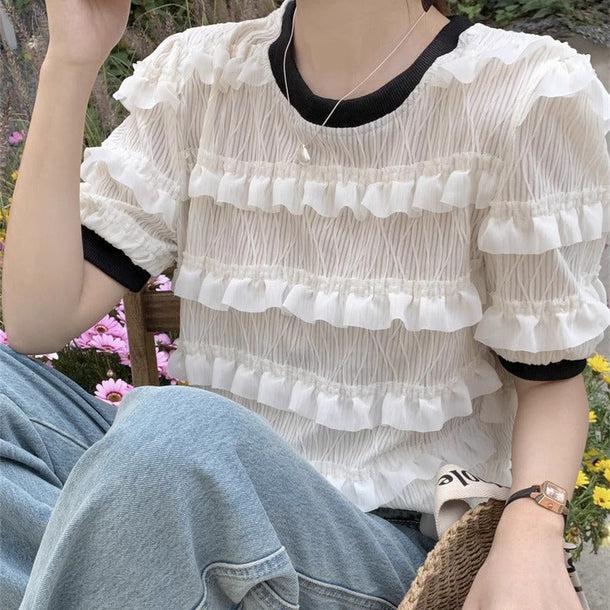 パフスリレースティアードトップス 6069-white_お取り寄せ6069-画像7-韓国ファッション通販POPREA［ポップリア］