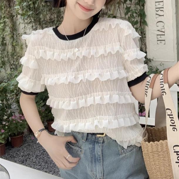 パフスリレースティアードトップス 6069-white_お取り寄せ6069-画像1-韓国ファッション通販POPREA［ポップリア］