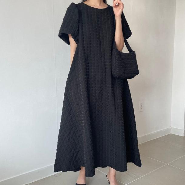 ポップコーンフレアワンピース﻿ 6083-black_お取り寄せ6083-画像8-韓国ファッション通販POPREA［ポップリア］