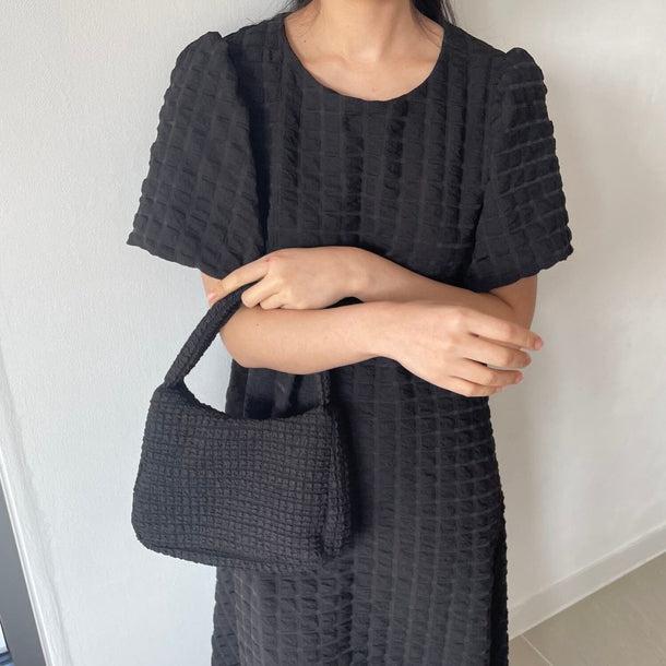 ポップコーンフレアワンピース﻿ 6083-black_お取り寄せ6083-画像9-韓国ファッション通販POPREA［ポップリア］