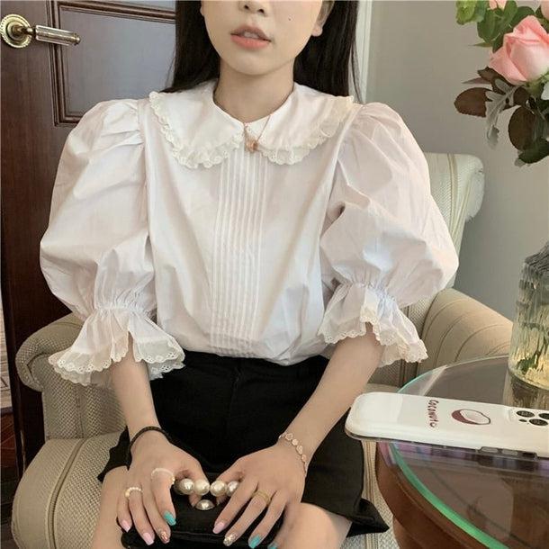 ホワイトドールブラウス﻿﻿ 6111-white_お取り寄せ6111-画像3-韓国ファッション通販POPREA［ポップリア］