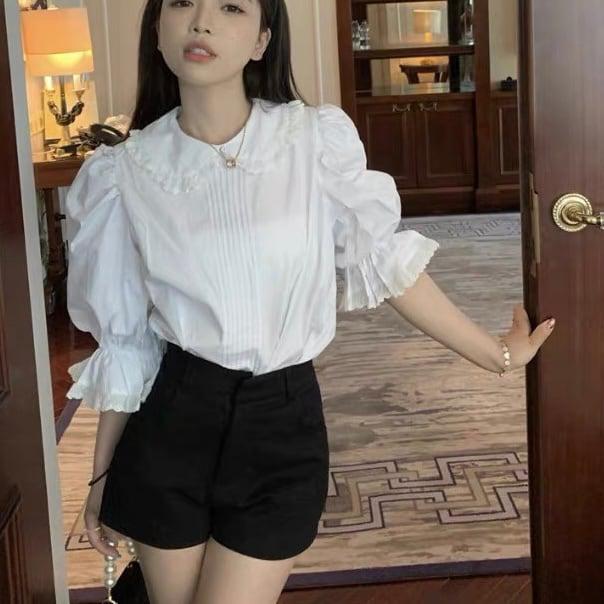 ホワイトドールブラウス﻿﻿ 6111-white_お取り寄せ6111-画像5-韓国ファッション通販POPREA［ポップリア］