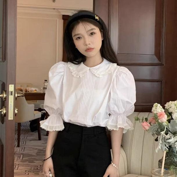 ホワイトドールブラウス﻿﻿ 6111-white_お取り寄せ6111-画像6-韓国ファッション通販POPREA［ポップリア］