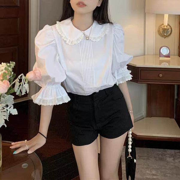 ホワイトドールブラウス﻿﻿ 6111-white_お取り寄せ6111-画像7-韓国ファッション通販POPREA［ポップリア］