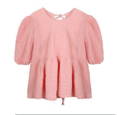 ピンクパフスリーブトップス﻿﻿ 6113-pink_お取り寄せ6113-画像11-韓国ファッション通販POPREA［ポップリア］