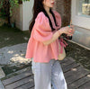 ピンクパフスリーブトップス﻿﻿ 6113-pink_お取り寄せ6113-画像4-韓国ファッション通販POPREA［ポップリア］