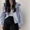 ブルーストライプショートジャケット 6133-blue_お取り寄せ6133-画像4-韓国ファッション通販POPREA［ポップリア］