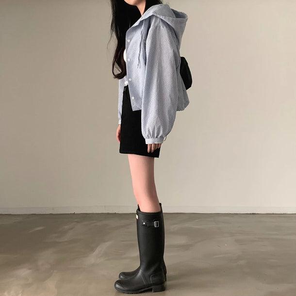 ブルーストライプショートジャケット 6133-blue_お取り寄せ6133-画像6-韓国ファッション通販POPREA［ポップリア］