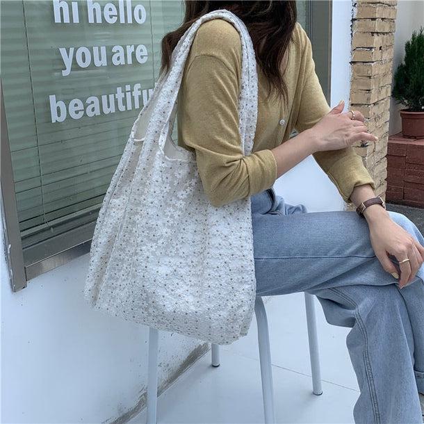 ビックサイズフラワートートバッグ 6147-white_お取り寄せ61471-画像1-韓国ファッション通販POPREA［ポップリア］