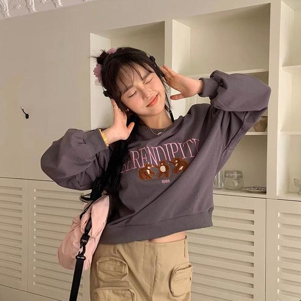 スリーベア刺繍スウエット 6172-gray_お取り寄せ6172-画像6-韓国ファッション通販POPREA［ポップリア］