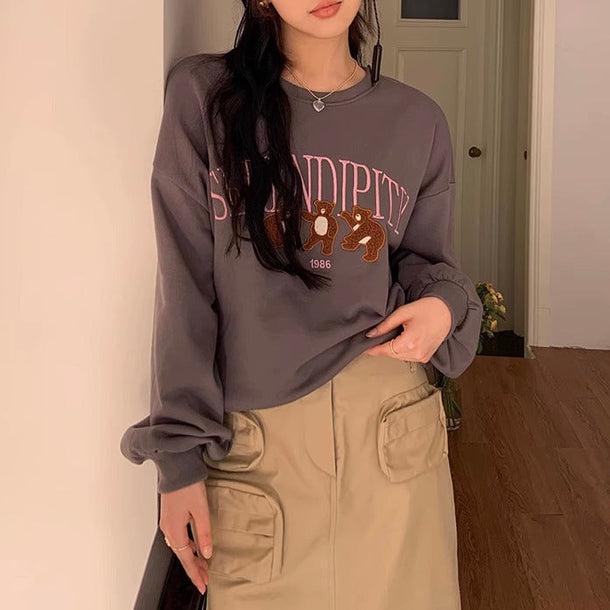 スリーベア刺繍スウエット 6172-gray_お取り寄せ6172-画像7-韓国ファッション通販POPREA［ポップリア］